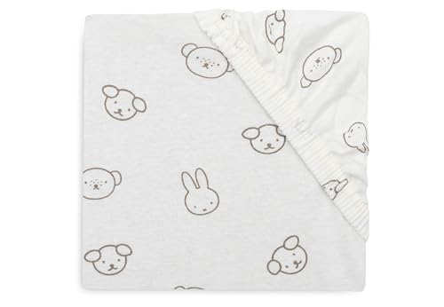 Jollein Fitted Sheet Jersey – For the Cradle – Miffy and Friends – 40/50x80/90cm – Cotton Crib Sheet – Baby Bed Sheet – OEKO‑TEX Certified