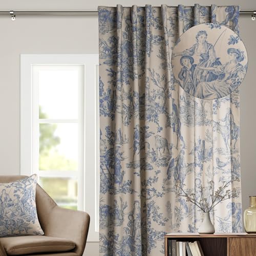 Maison d' Hermine Le Miller 100% Cotton Curtain, Cotton, Blue, 50 Inches x 84 Inches
