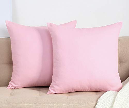 TangDepot 2-Pack Cotton Throw Pillow Covers 18x18 Salmon Pink - 100% cotton, same-color zip, machine wash & air dry. For living room, bedroom, office, car. 42 colors, 11 sizes. Cover only.