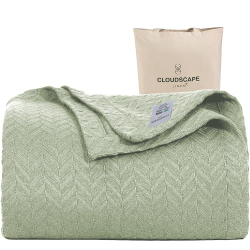 "CSL 100% Cotton Throw Blanket, Breathable Summer Blankets, 50""x70"", Seafoam"