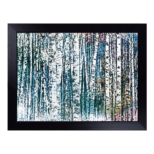 Lap Tray with Bean Bag Cushion, A Birch Tree forest - Handmade in the UK, Raised Wooden Edge, Padded Cushion, Heat-Resistant Wipe-Clean Surface, for Meals, Laptops and Crafts