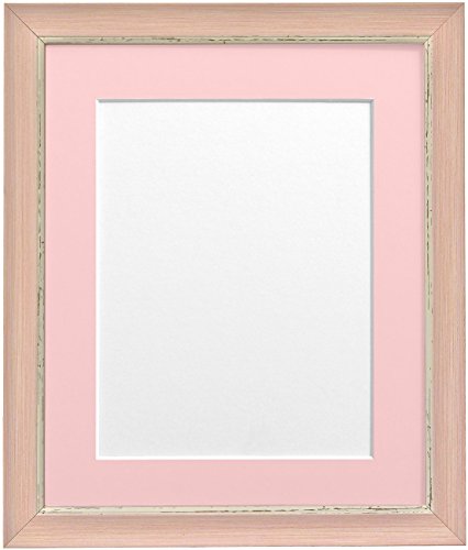 "FRAMES BY POST Nordic Distressed Pink Photo Frame with Pink Mount 12""x10"" Pic Size 10""x8"""