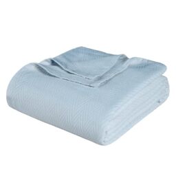 Superior Metro All-Season Cotton Blanket, Woven Blanket for Couch, Bed, Bedding, Farmhouse, Home Essentials, Cute and Cozy Bohemian Blankets, Herringbone Weave, Throw Size, Light Blue