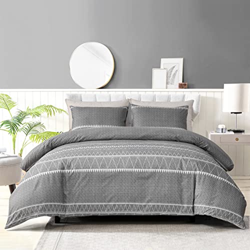 GETIANN, Bohemian Grey King Duvet Cover Set Soft Duvet Cover with 2 Pillow Cases Hotel Quality (Bohemian, King)