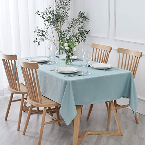 maxmill Rectangle Textured Tablecloth Waterproof Spillproof Wrinkle Free Table Cloth, Kitchen Dining Tabletop Decoration, Fabric Table Cover for Outdoor and Indoor Use, 52 x 70 Inch, Dusty Blue