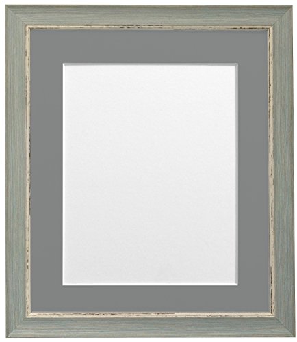 FRAMES BY POST Nordic Distressed Picture Photo Frame, Recycled Plastic, Blue with Dark Grey Mount, 6 x 4 Image Size 4 x 3 Inch