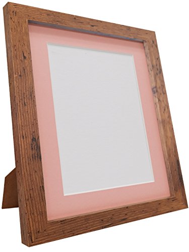 Q7 Picture Photo Frame, Vintage Wood with Pink Mount, 12 x 10 Image Size 10 x 8 Inch