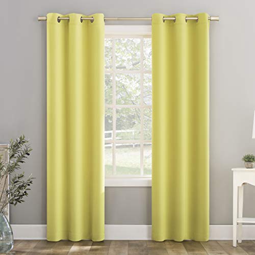 "Sun Zero Riley Kids Bedroom Blackout Grommet Curtain Panel, 40"" x 95"", Lemon Yellow"