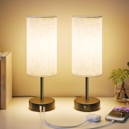 UPXNBOR Bedside Lamps Set of 2, Touch Table Lamps for Bedroom, Living Room