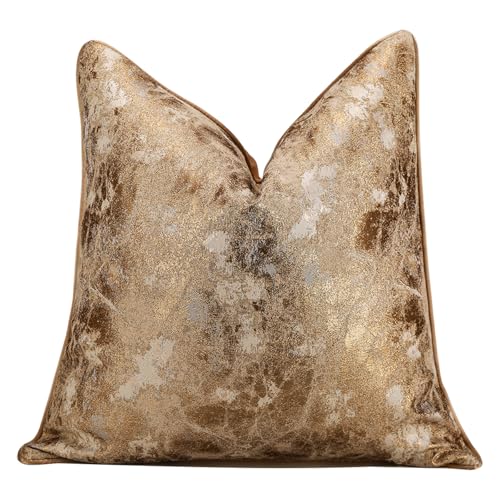 "vctops Gold Decorative Luxurious Throw Pillow Covers Jacquard Square Cushion Cases Pillowcase for Bed Sofa Couch Chair Car Home Decor (Gold B,20""x20"")"
