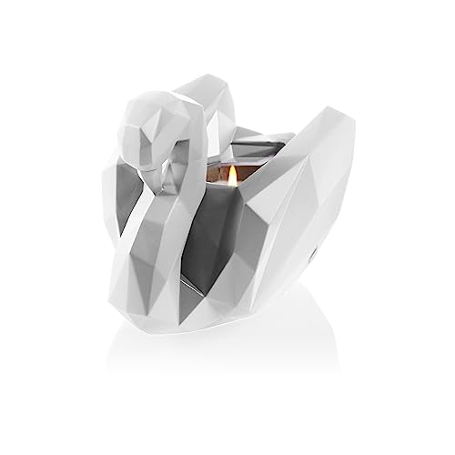 CONCRETTE Table Decoration Candle Holder Made of Concrete 17 x 11.2 x 14 cm - White Matt Decorative Candle Holder in the Shape of a Swan - Candle Stand - Candle Stand