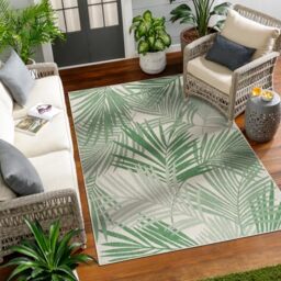 Livabliss Tarsus Indoor Outdoor Rug - Large Boho Rugs for Living Room 160x213 cm Dining, Kitchen Carpet, Patterned Neutral and Coloured Rugs, Waterproof, Stain Durable - Green and Ivory