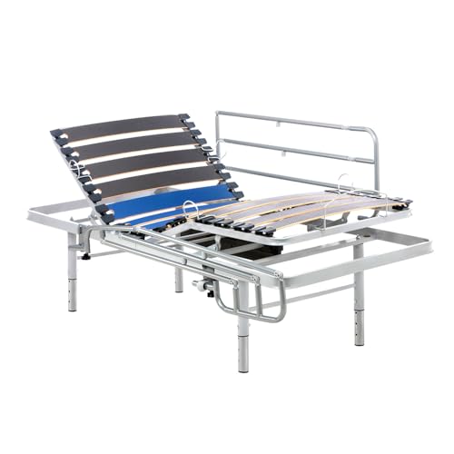 Geriafy – 3ft Single Electric Adjustable Bed Frame with Height-Adjustable Legs & Folding Bed Rails - Quiet Motor - Reclining Bed Base with Wireless Remote