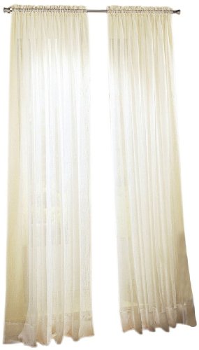 "No. 918 Rod Pocket Curtain Panel, Polyester, Eggshell Off-White, 51"" W x 63"" L (Pack of 1)"