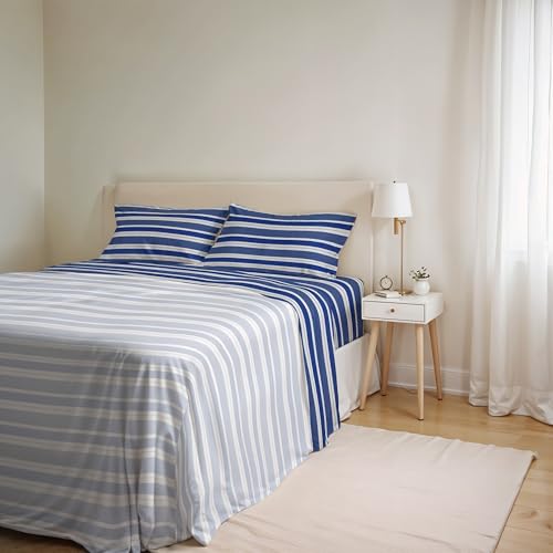 Ida Cotton Double Bed Sheet Set, Made in Italy – Complete Bed Set, Fitted Sheet, Top Sheet 240 x 300 cm and 2 Pillowcases with Inner Flap (Double, Chrono)