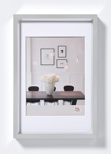 walther design Picture Frame Silver 30 x 45 cm with PassepArtout, Steel Style Plastic Frame ES045S