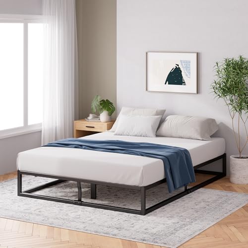 Zinus Joseph King Size Bed frame - 5ft (150 x 200 cm) - 9.9'' Height - Metal Bed Base With Wood Slat support - Storage Space Underneath - Easy Assembly - Black