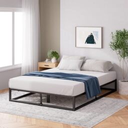 Zinus Joseph King Size Bed frame - 5ft (150 x 200 cm) - 9.9'' Height - Metal Bed Base With Wood Slat support - Storage Space Underneath - Easy Assembly - Black
