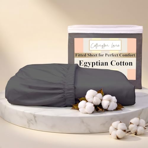 Cottington Lane Egyptian Cotton Queen Fitted Sheet Only, Dark Grey
