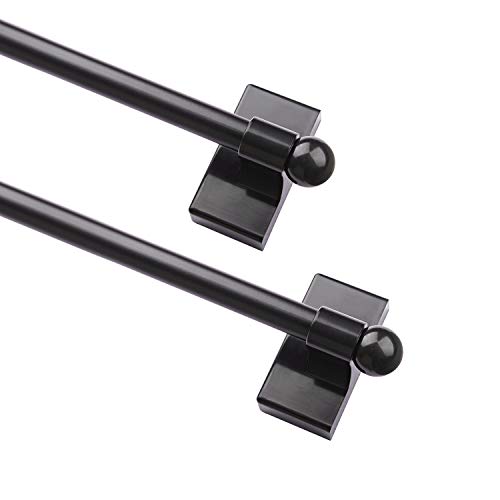 BOOM JOG Magnetic Curtain Rods Multi-Use Adjustable Appliance Metal Doors Magnetic Rods, 9-16 Inch, 1/2 Inch Diameter, 2 Pack,Black