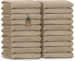 NatureMark Guest Towels – Pack of 20 (30 x 50 cm), 100% Cotton, Oeko-Tex Certified, Soft, Absorbent and Easy Care – for Bathroom, Guest & Spa – Beige/Sand