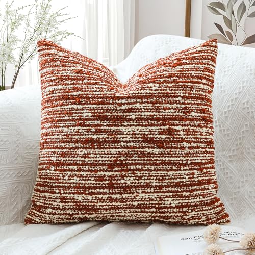Artscope Throw Pillow Cover 18x18 Super Thick Body Pillow Cover Decorative Boucle Textured Morden Neutral Accent Italian Style Pillowcase for Bedroom Living Room Couch Sofa Home D??cor-Rust