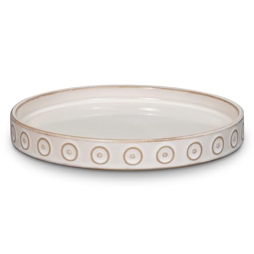 Eightpot Plant Tray for Pots - Ceramic Plant Saucer for Indoors Outdoors 7.5 Inch Plant Water Catcher Tray Plant Drainage Dray Decorative Flower Pot Saucer Plant Plates to Catch Water, Cream White