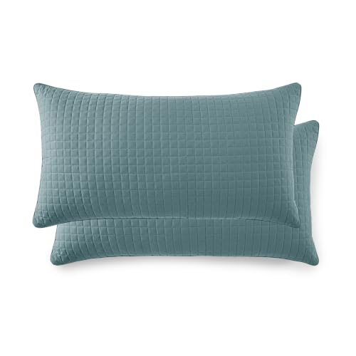 "Southshore Fine Living, Inc. King Size Pillow Shams Set of 2, Large 20""x36"" Inch Decorative Blue Pillow Covers for King Size Pillows, Hotel Quality Quilted Pillow Shams to Match Quilt Set, Steel Blue"