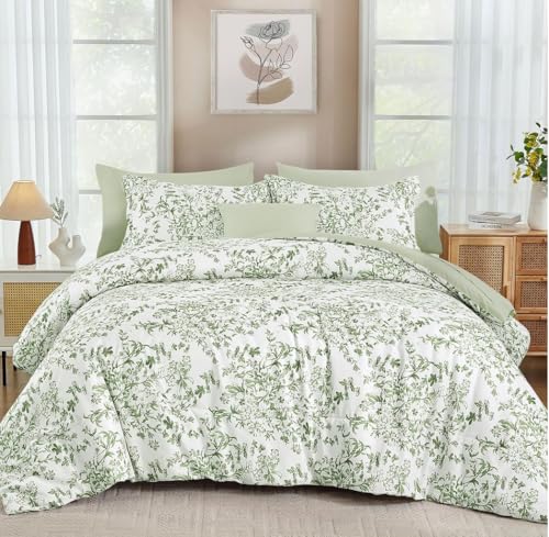 WONGS BEDDING Floral Comforter Set Botanical Floral Bedding Set-YS01AB091299F8U-A