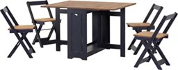 Seconique Santos Butterfly Dining Set in Navy Blue/Distressed Waxed Pine