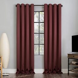 "Sun Zero Nordic 2-pack Theater Grade Extreme 100% Blackout Grommet Curtain Panel Pair, 52"" x 63"", Wine"