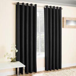 Enhanced Living Vogue Black 90 x 90 inch (229x229cm) Eyelet Thermal Noise Reducing Dim Out Curtains for Bedroom and Living Room