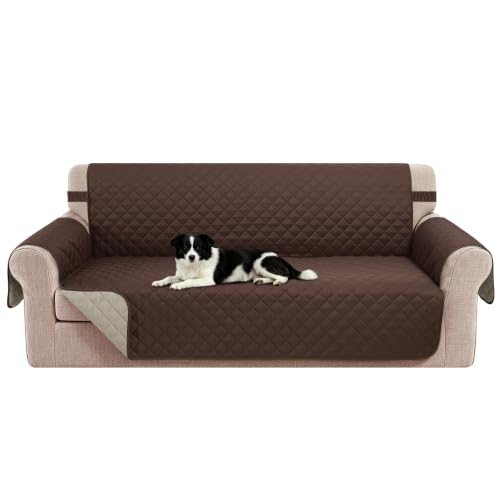 Luxshare Home Reversible 4 Seater Sofa Cover 91 Inch Large Couch Cover Furniture Protector(Sofa XX-Large,Chocolate/Beige)