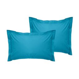 Turquoise Oxford Pillowcase Set (2 Pieces), 80 x 80 + 5 cm, 100% Cotton Ranforce, 155 Thread Count - Envelope Closure, Machine Washable at 30°C