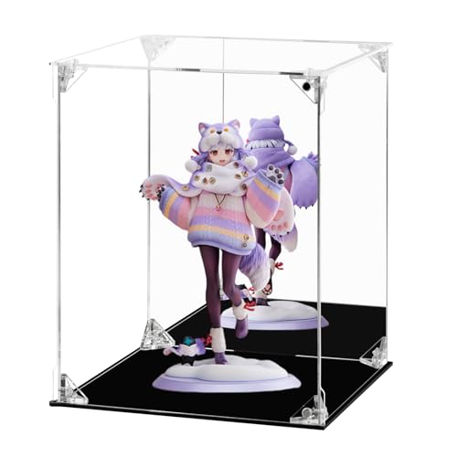 Acrylic Display Case Clear Action Figure Display Case with Mirrored Back, Dustproof Protection Display Box Alternative Glass Case for Collectibles Figures Models Doll Toys (8x8x10 inch, 20x20x25 cm)