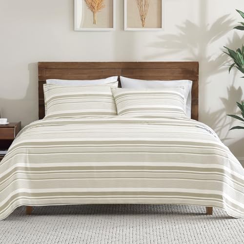 ClevaHome Classic Stripe Sheet Set - 4 Pieces Super Soft & Breathable Bed Sheet Set with Deep Pocket, Enhanced Comfort & Easy Care (King, Desert Stripe)