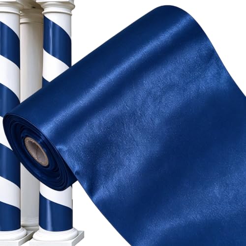 TONIFUL Navy Blue Wide Satin Ribbon - 150mm x 20m Blue Satin Ribbons Solid Fabric Ribbons for Gift Wrapping Halloween Tree Wedding Car Chair Pageant Sashes Grand Opening Festival Party Decor