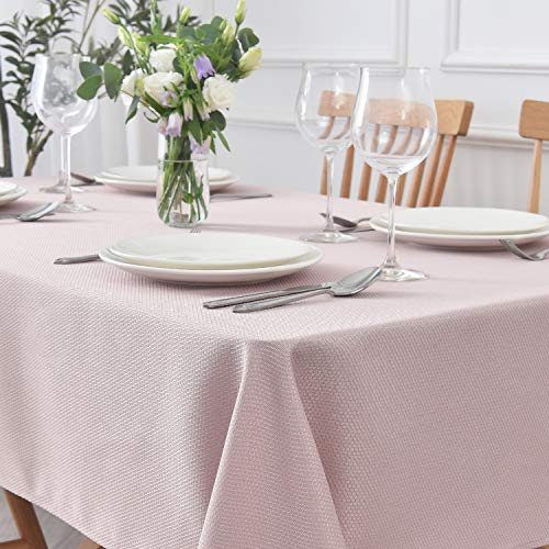 maxmill Jacquard Square Tablecloth Stain Resistant Spillproof Wrinkle Free Washable Soft Table Cloth, Decorative Fabric Table Cover for Dining Room, Indoor and Outdoor Use, 52 x 52 Inch, Dusty Pink