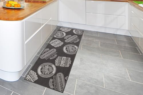 andiamo Espresso 282475 Kitchen Runner, Washable, Short Pile Runner, Made of 100% Polyamide, 1 x Rug, Brown