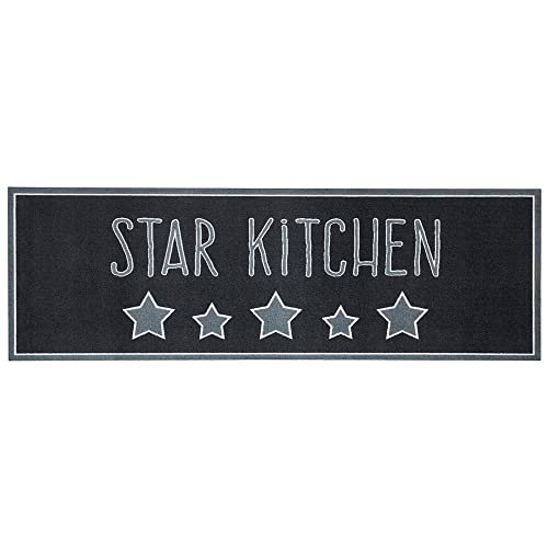 Zala Living Washable Kitchen Runner Kitchen Rug 50 x 150 cm 100% Polyamide Non-Slip Suitable for Underfloor Heating Grey/Black/Grey