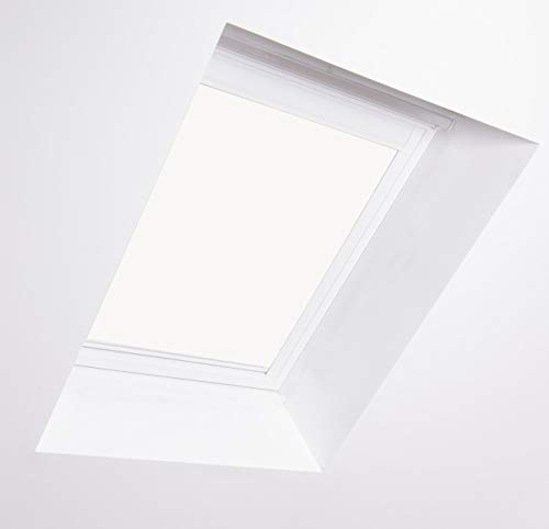 Bloc Skylight Blind M8A for Dakstra Roof Windows, White Blackout - White Aluminium Frame