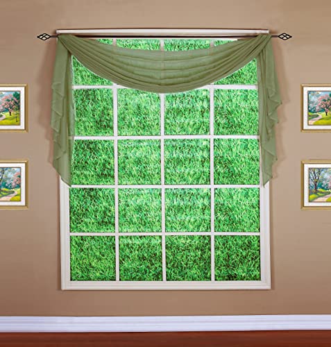 "Today's Curtain Emelia Original Voile Scarf 144"", Dusty Leaf, 45"" W x 144"" L"