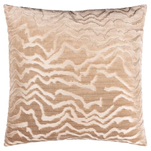 Paoletti Tierra Polyester Filled Cushion – Luxury Abstract Textured Cut Velvet Decorative Pillow (Taupe – 50x50cm)