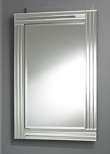 Chic Concept Modern Rectangular Triple Beveled Glass Wall Mirror Clear Border 100x70, Black