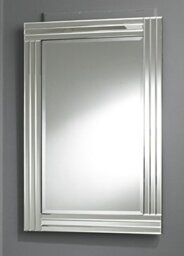 Chic Concept Modern Rectangular Triple Beveled Glass Wall Mirror Clear Border 100x70, Black