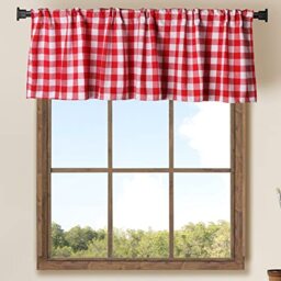 "2 Pack Buffalo Check Plaid Cotton Window Valances Red and White Farmhouse Design Window Treatment Decor Curtains Rod Pocket Valances for Kitchen/Living Room 16"" x 56"" (Red and White)"