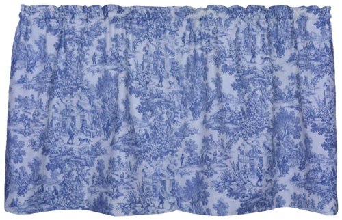 Ellis Curtain Victoria Park Toile 68-Inch-by-24 Inch Tailored Tier Curtains, Blue