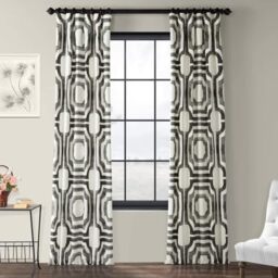 HPD Half Price Drapes Printed 84 Inch Long Luxury Cotton (1 Panel) Darkening Window Curtains for Bedroom Living Room 50x84 Inch Mecca Geometric Steel, 50W x 84L