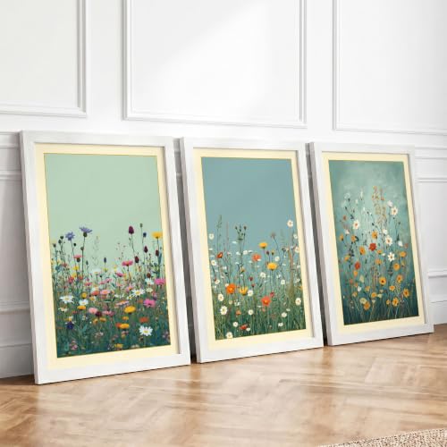 Wildflower Meadow Botanical Set of 3 Framed Wall Art Prints A4