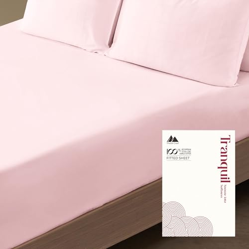 Mayfair Linen 100% Egyptian Cotton Sateen Weave 800 Thread Count Queen Fitted Sheet with Elastic All Around - Fits Mattress Upto 18 inches Blush